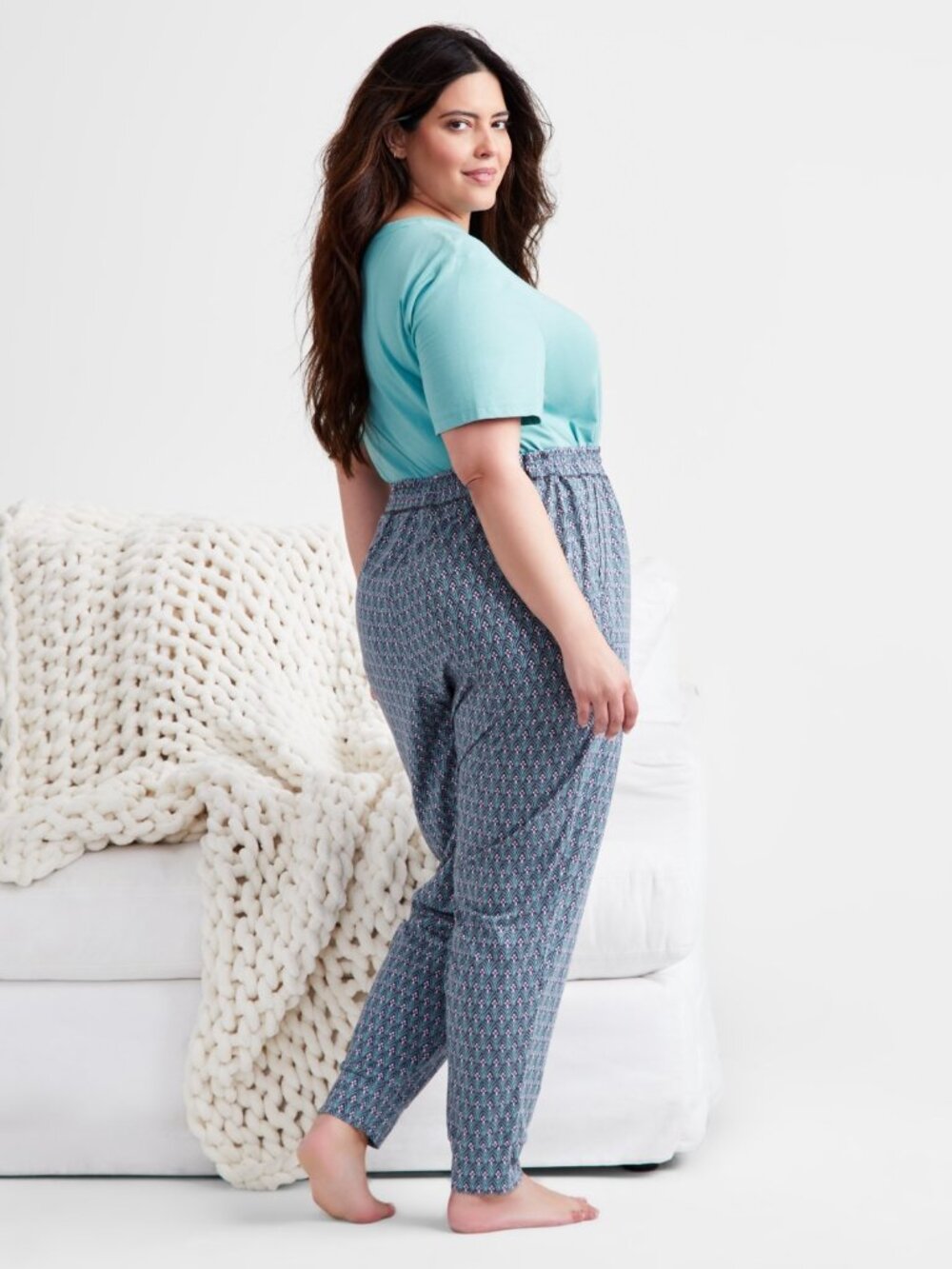 #1775 State of Day Printed Jogger Pajama Pants- Leafy Geo